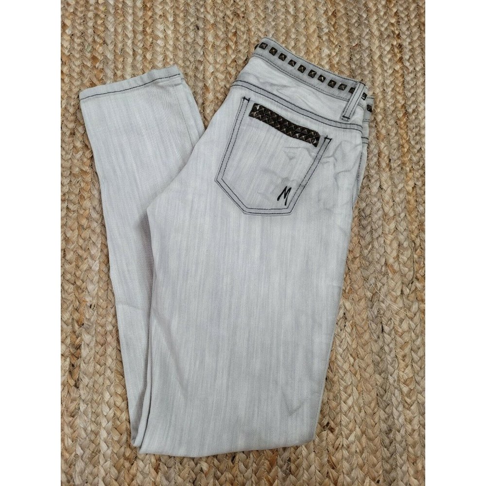 Guess Marciano Black Acid Wash Grommet Straight Leg Denim Jeans Sz. 27